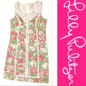 LILY PULITZER pink & green sheath dress sz 6